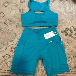 Cleo Harper Teal Sports Bra and Shorts Set